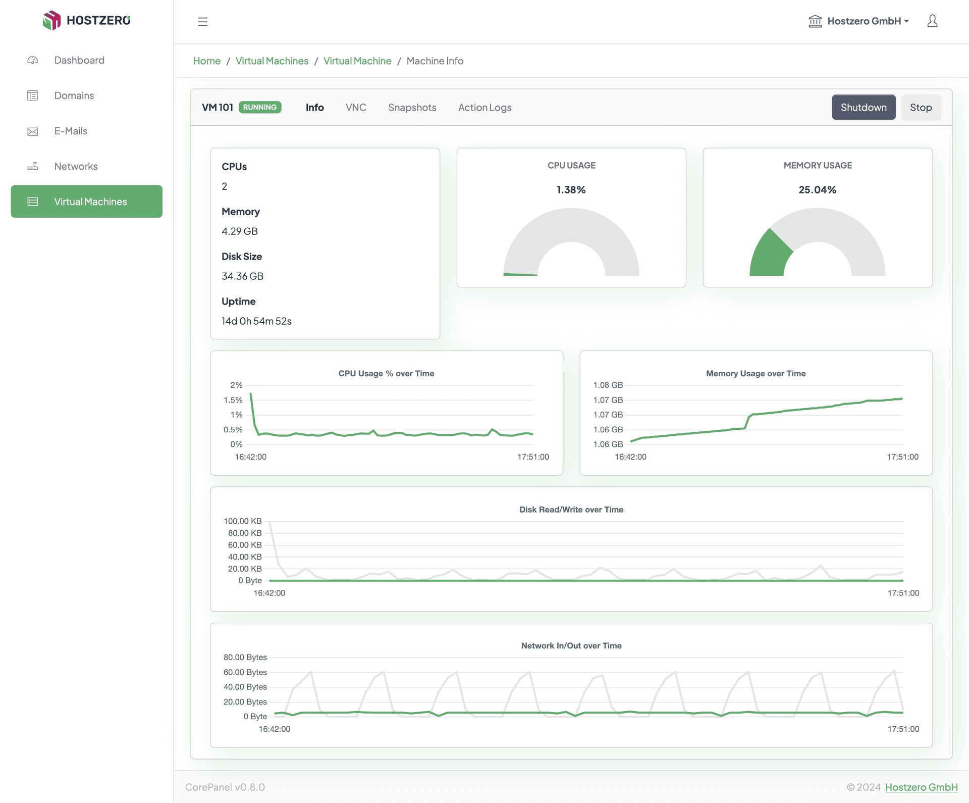 Corepanel Server Page Screenshot